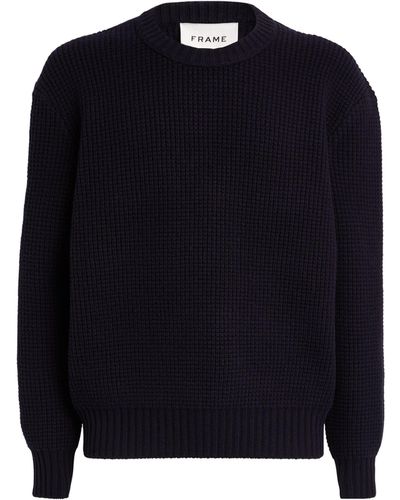 FRAME Wool Waffle-knit Sweater - Blue