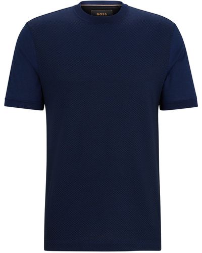 BOSS Cotton-silk T-shirt - Blue