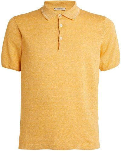 FIORONI CASHMERE Linen-blend Polo Shirt - Yellow