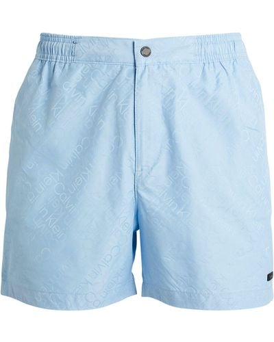 Calvin Klein Tonal-print Swim Shorts - Blue