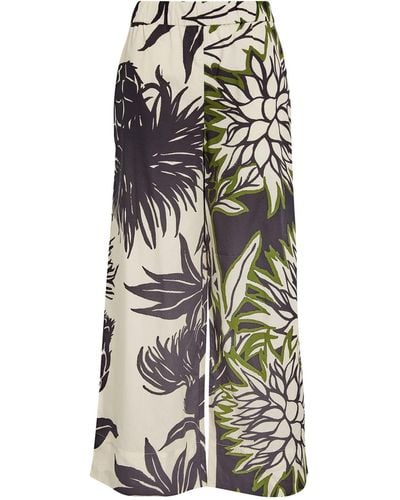 MAX&Co. Printed Wide-leg Trousers - White