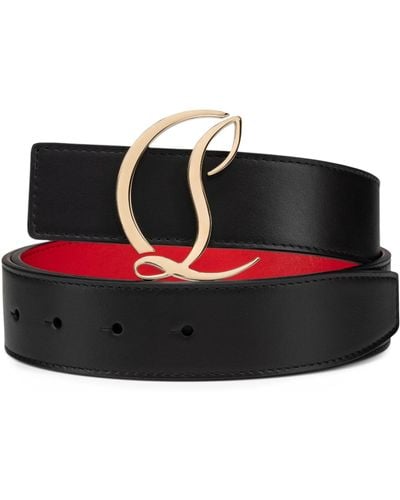 Christian Louboutin Cl Logo Leather Belt - Black