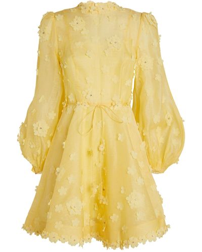 Zimmermann Mini Floral Applique Dress - Yellow