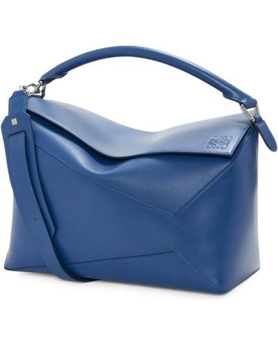 Loewe Leather Puzzle Top-handle Bag - Blue