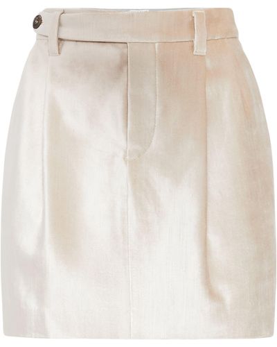 Brunello Cucinelli Velvet Shimmering Mini Skirt - Natural