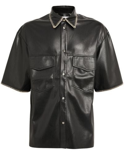 Nanushka Faux Leather Shirt - Black