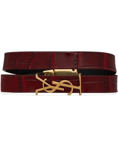 Saint Laurent Leather Opyum Double Wrap Bracelet - Red