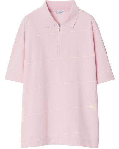 Burberry Cotton Striped Polo Shirt - Pink
