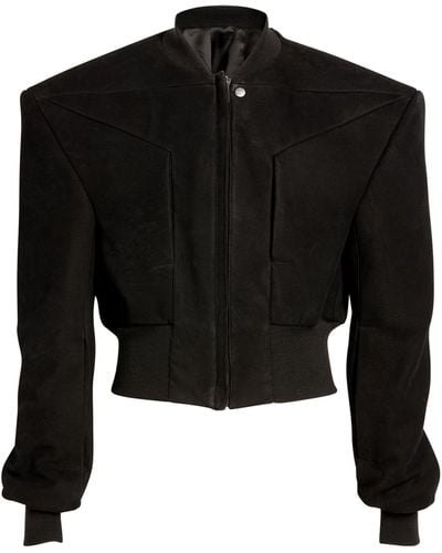 Rick Owens Leather Padded-shoulder Bomber Jacket - Black