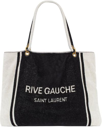 Saint Laurent Rive Gauche Towel Cabas Tote Bag - Black