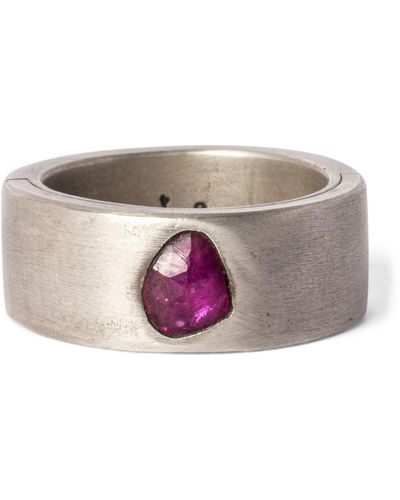 Parts Of 4 Acid-treated Sterling Silver And Ruby Sistema Ring - Grey
