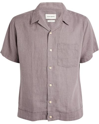 Oliver Spencer Linen Cuban Shirt - Purple