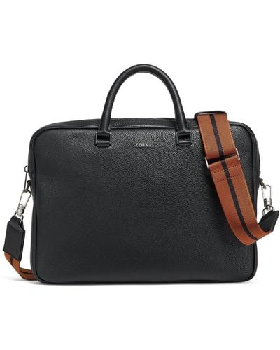 Zegna Leather Edgy Briefcase - Black