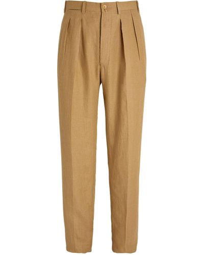 Giuliva Heritage Linen Tailored Trousers - Natural