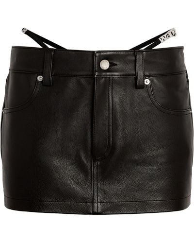 Alexander Wang Leather Mini Skort With Integrated G-string - Black
