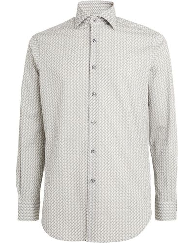 Pal Zileri Stretch-cotton Printed Shirt - Gray