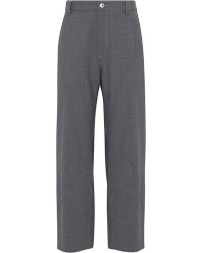 Brunello Cucinelli Virgin Wool Tailored Trousers - Grey