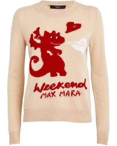 Weekend by Maxmara Cashmere Dragon-motif Sweater - Red