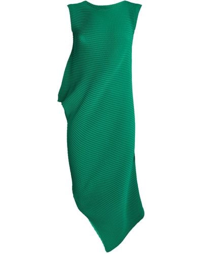 Issey Miyake Polygon Pleats Midi Dress - Green