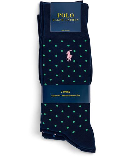 Polo Ralph Lauren Polo Pony Polka-dot Socks (pack Of 3) - Blue