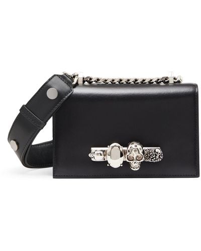 Alexander McQueen Leather Jewelled Satchel Bag - Black