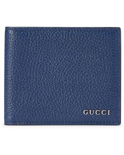 Gucci Leather Logo Bi-fold Wallet - Blue