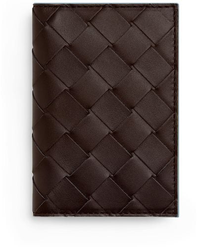 Bottega Veneta Leather Intrecciato Card Holder - Brown