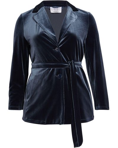 Marina Rinaldi Velvet Wrap Jacket - Blue