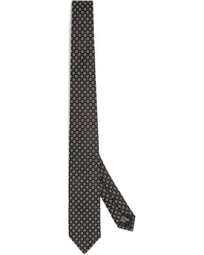 Giorgio Armani Silk Logo Tie - White