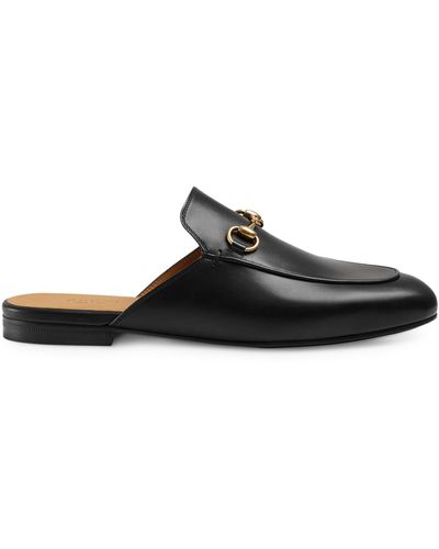 Gucci Leather Princetown Slippers - Black