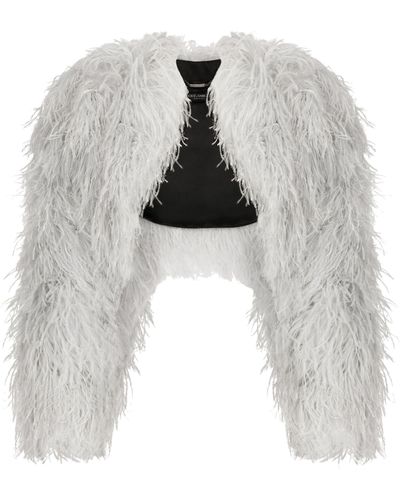 Dolce & Gabbana Kim Dolce&gabbana Ostrich Feather Bolero Jacket - White