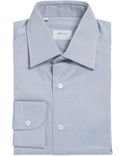 Brioni Cotton Micro-herringbone Shirt - Blue