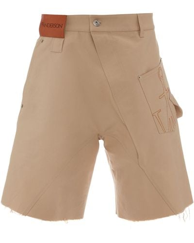 JW Anderson Cotton Distressed Shorts - Natural