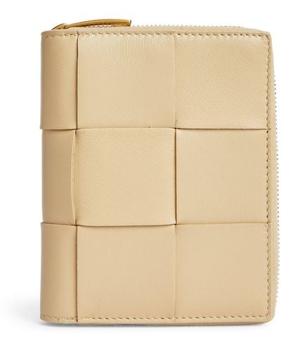 Bottega Veneta Leather Intreccio Zip-around Wallet - Natural