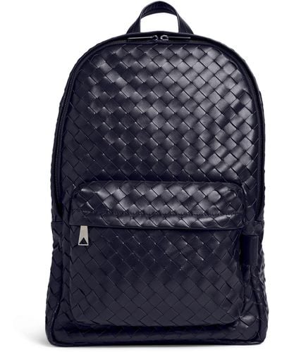 Bottega Veneta Medium Leather Classic Intrecciato Backpack - Blue