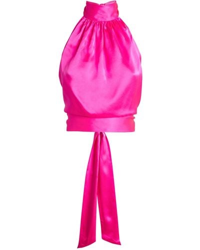 HARMUR Silk Halterneck Classic Top - Pink