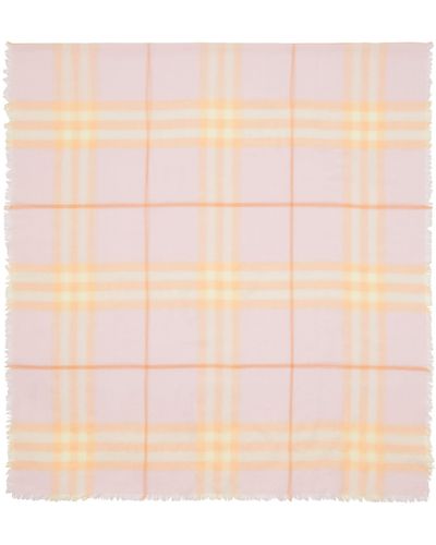Burberry Wool Check Scarf - Pink