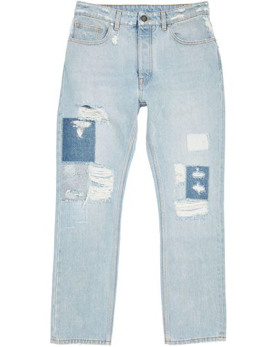 Palm Angels Distressed Patch Slim Jeans - Blue