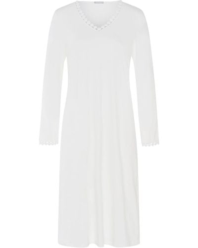 Hanro Cotton Long-sleeve Rosa Nightdress - White