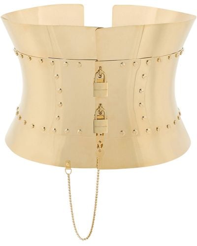 Dolce & Gabbana Padlock-detail Corset Belt - Natural