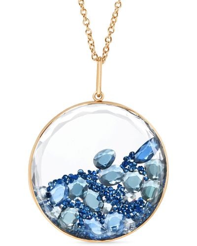 Moritz Glik Yellow Gold, Diamond And Sapphire Ten Ten Shaker Necklace - Blue