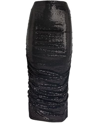 L'Agence Sequinned Otis Midi Skirt - Black