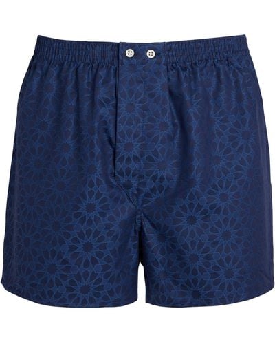 Derek Rose Cotton Printed Boxer Shorts - Blue