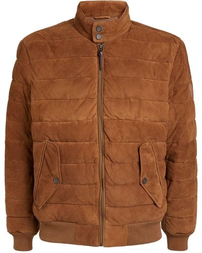 Polo Ralph Lauren Suede Quilted Bomber Jacket - Brown