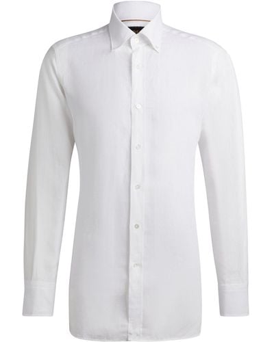 BOSS Linen Long Shirt - White