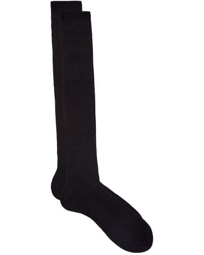 Pantherella Merino Wool Ribbed Socks - Black