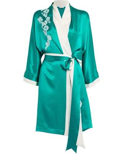 Carine Gilson Silk Kimono Robe - Blue