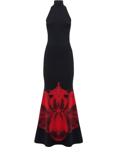 Alexander McQueen Ethereal Orchid Maxi Dress - Red
