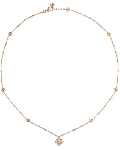 Gucci Rose Gold And Diamond Flora Necklace - Natural