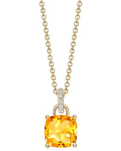 Kiki McDonough Yellow Gold, Diamond And Citrine Pendant Necklace - Metallic